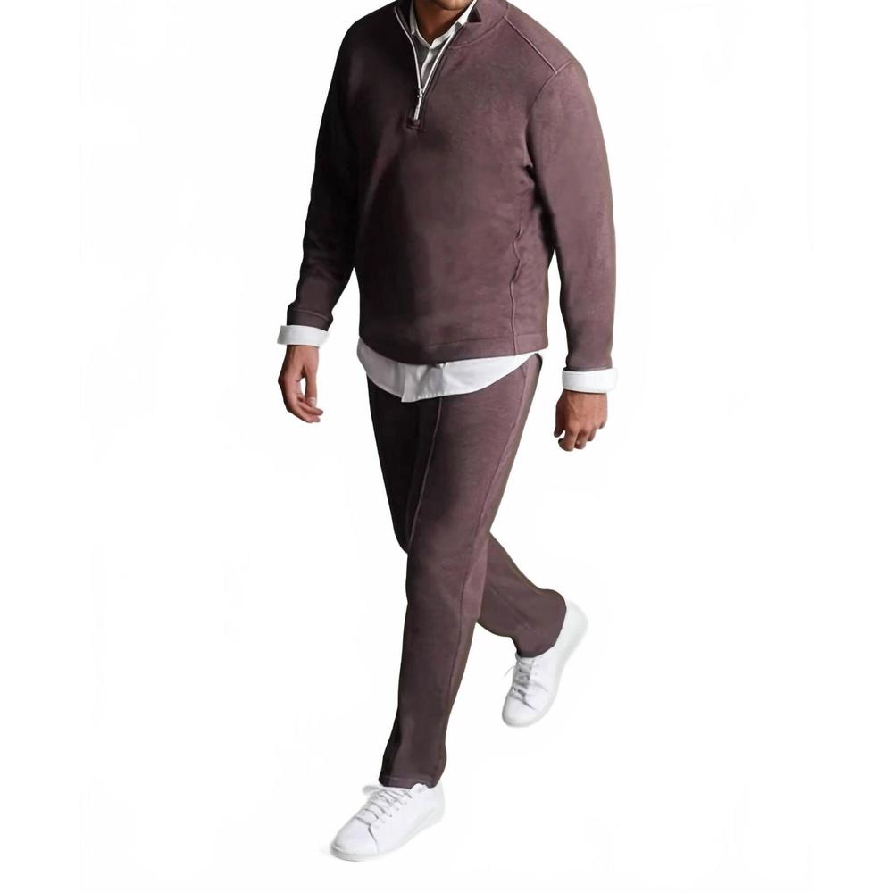 NEW BUKI voey quarter zip sweatshirt in espresso
